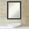 Beveled Wood Bathroom Wall Mirror, Corvino Narrow Black Frame
